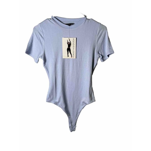 Nwt NAKED Wardrobe - Large - Short Sleeves Bodysuit‎ Light Blue - Picture 10 of 14